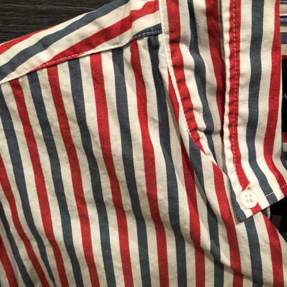 AE STRIPED SHORT SLEEVE BUTTON UP - Picture 3 of 3